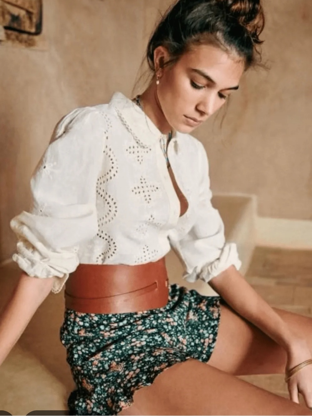 Sezane Dorian flutter hem floral print shorts